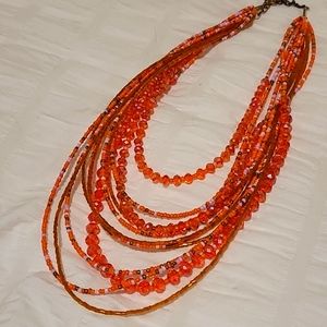 Orange beaded statement necklace